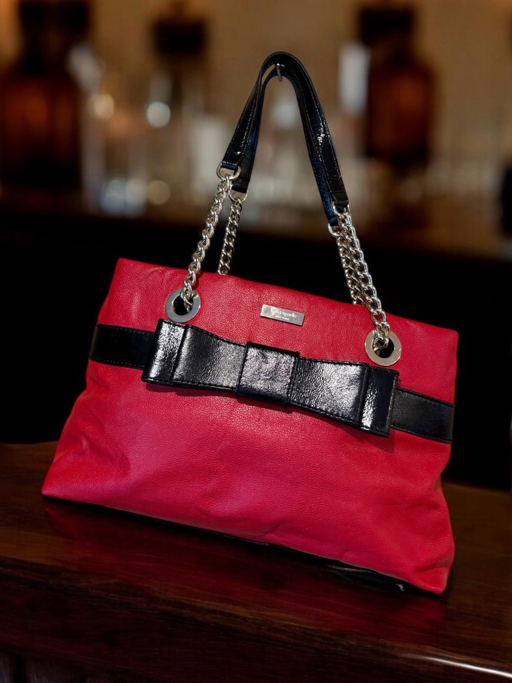 Kate Spade Red Black Bow Handbag